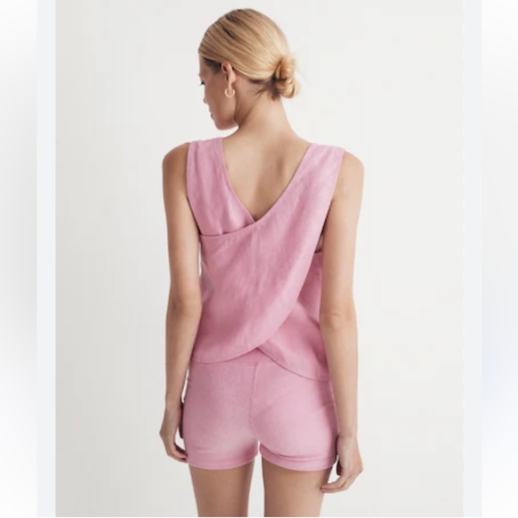 Madewell Tops - Madewell Linen Cross-Back Sleeveless Top Retro Pink Tank Square Neck Women’s 14